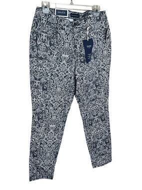 Charter Club Bristol Skinny Ankle Jeans Womens 10 Black White Printed Denim Boho